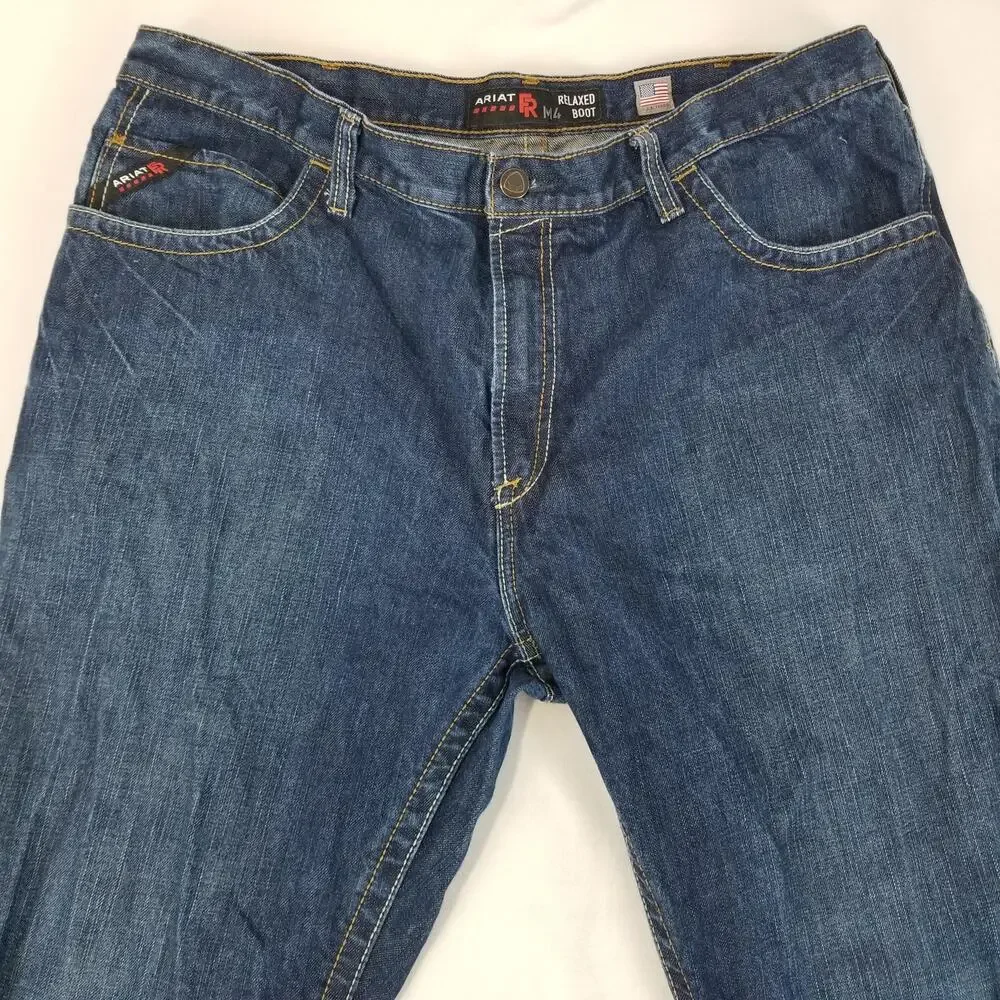 Ariat Jeans Mens 42x32 Blue M4 Relaxed Boot Cut FR Flame Resistant Work 10012555